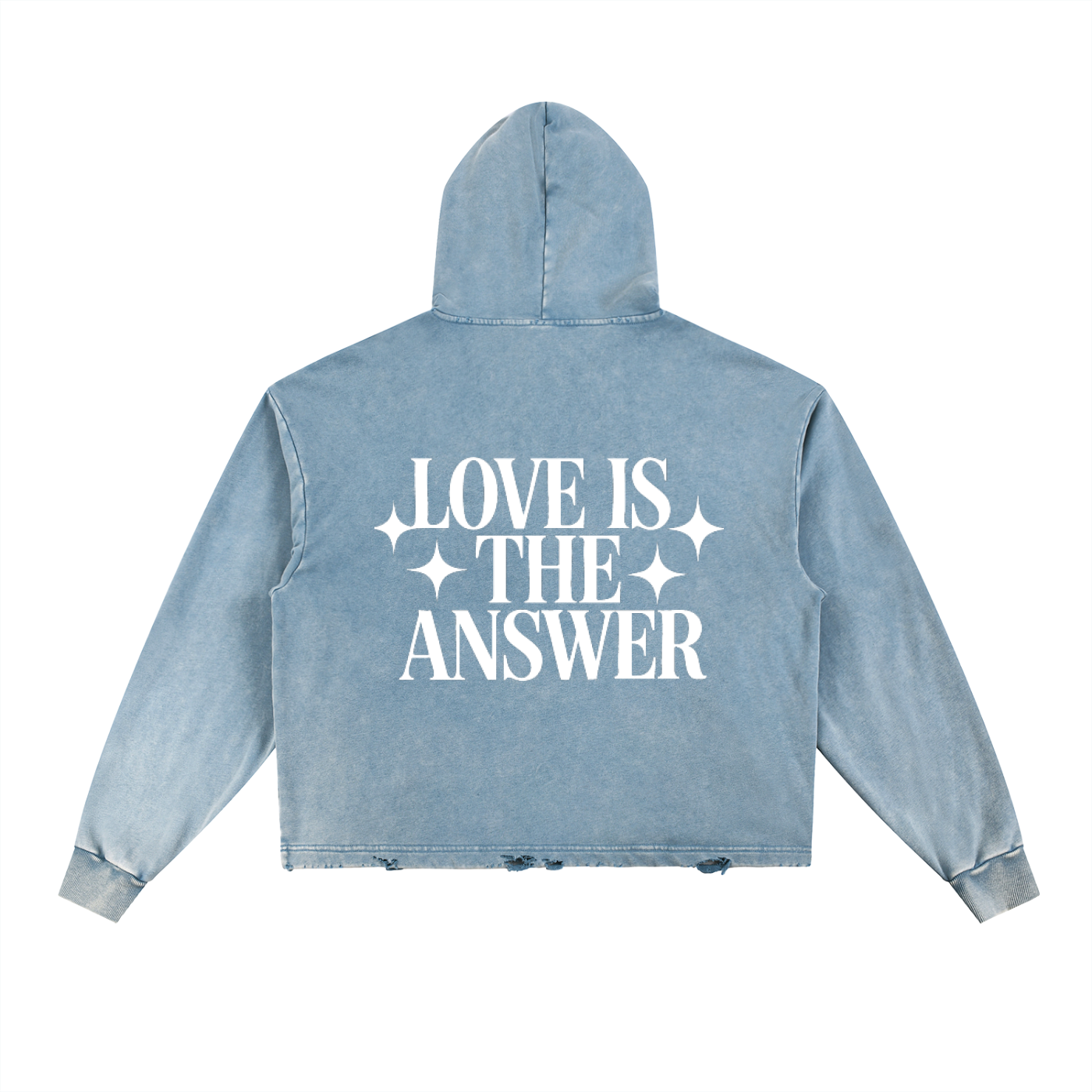 Vintage Washed Frayed-Hem Hoodie